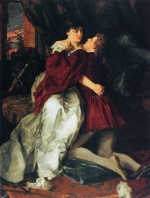 Heinrich Wilhelm Trübner - paintings - Adelheid und Franz (Romeo und Julia)