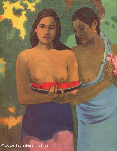 Two Tahitian Women with Mango Blossoms
