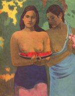 Paul Gauguin  - Bilder Gemälde - Zwei Mädchen mit Mangoblüten