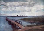 Heinrich Wilhelm Trübner - Peintures - Jetée sur l´île des Messieurs sur le  le lac de Chiem