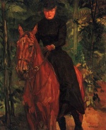 Heinrich Wilhelm Trübner - paintings - Erna von Holzhausen zu Pferde