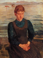 Heinrich Wilhelm Trübner - Peintures - Femme au bord du lac de Chiem