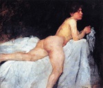 Heinrich Wilhelm Trübner  - paintings - Liegender weiblicher Akt