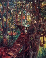Heinrich Wilhelm Trübner  - paintings - Mädchen im Baum