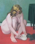 Felix Valletton  - Peintures - Femme avec chat