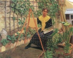 Felix Valletton  - Peintures - Jeune femme en train de peindre