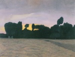 Felix Valletton  - Peintures - Paysage en Normandie à la lumière du soir