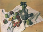 Felix Valletton  - Peintures - Nature morte avec pommes, coings et une cruche de métal