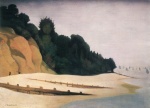 Felix Valletton  - Bilder Gemälde - Uferstück mit Baumsilhouette
