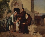Ferdinand Georg Waldmueller - Peintures - A la porte du monastère