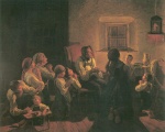 Ferdinand Georg Waldmueller - Peintures - Ave Maria, prière du soir dans la chaumière