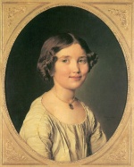 Ferdinand Georg Waldmueller - Peintures - Portrait d'une jeune fille portant une chemise blanche