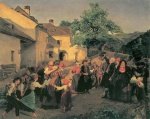 Ferdinand Georg Waldmüller  - paintings - Heimkehr nach der Hochzeit, Abschied der Braut von ihren Gespielen