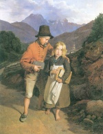 Ferdinand Georg Waldmüller  - paintings - Kinder aus der Schule kommend