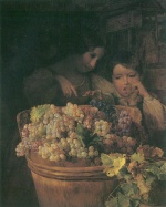 Ferdinand Georg Waldmüller  - Peintures - Des enfants près d'une tonneau empli de raisins