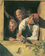 Ferdinand Georg Waldmueller  - paintings - Kinder im Fenster