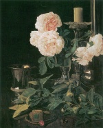 Ferdinand Georg Waldmueller  - Peintures - Nature morte aux roses