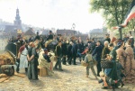 Anton von Werner - Peintures - Arrivée de Sa Majesté à Sarrebruck, croquis en couleur pour une peinture murale