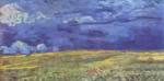 Vincent Willem van Gogh - paintings - Feld unter Sturmhimmel