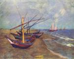 Vincent Willem van Gogh - Peintures - Bateaux de pêche sur la plage de Saintes Maries