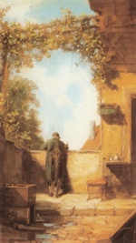 Carl Spitzweg  - Peintures - Vieil homme sur la terrasse