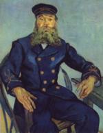 Vincent Willem van Gogh  - paintings - Postman Joseph Roulin, Seated in a Cane Chair