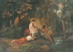 Carl Spitzweg  - Peintures - Trois filles près d´un ruisseau en forêt