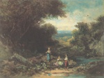Carl Spitzweg  - Peintures - Trois filles près du ruisseau de la forêt