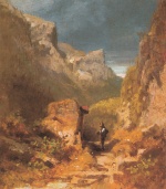 Carl Spitzweg  - Peintures - Rocher avec vacher