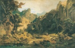 Carl Spitzweg  - Peintures - Paysage rocheux avec chameliers