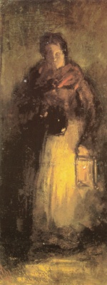 Carl Spitzweg  - Peintures - Femme avec cruche et lanterne