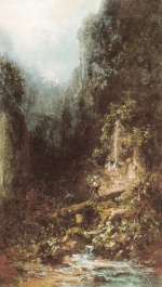 Carl Spitzweg  - Peintures - Ravin de montagne avec porteur