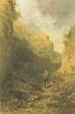 Carl Spitzweg  - paintings - Jäger in der Felsenschlucht
