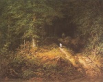 Carl Spitzweg  - Peintures - Chasseur avec chien dans la forêt