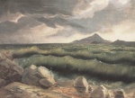 Carl Spitzweg  - Peintures - Paysage côtier avec vagues déferlantes