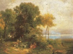Carl Spitzweg  - Peintures - Paysage au bord du lac