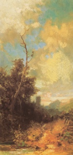 Carl Spitzweg  - Bilder Gemälde - Landschaft mit Burg