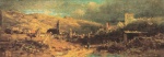 Carl Spitzweg  - Peintures - Paysage avec petite ville et forteresse