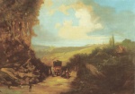 Carl Spitzweg  - paintings - Landschaft mit Postkutsche