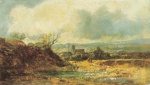 Carl Spitzweg  - paintings - Landschaft mit romantischer Dorfkirche