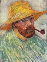 Vincent Willem van Gogh  - Bilder Gemälde - Selbstportrait mit Strohhut