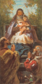 Carl Spitzweg  - Bilder Gemälde - Maria mit dem Kind auf dem Schoss