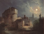 Carl Spitzweg  - Peintures - Paysage au clair de lune