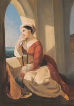 Carl Spitzweg  - Peintures - Femme de l’Orient assise à la fenêtre