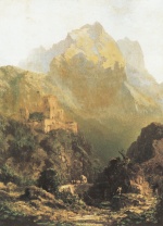 Carl Spitzweg  - Peintures - Paysage du soir romantique dans le Sud de Tyrol