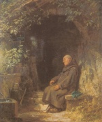Carl Spitzweg  - Peintures - Vieux moine dormant