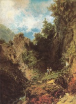 Carl Spitzweg  - paintings - Schulkinder im Gebirge