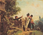 Carl Spitzweg  - paintings - Schwabenmädel am Gartenzaun