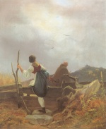 Carl Spitzweg  - paintings - Sennerin und Mönch