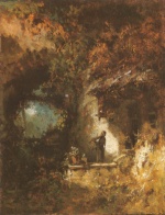 Carl Spitzweg  - Peintures - Ermite jouant du violon devant son ermitage